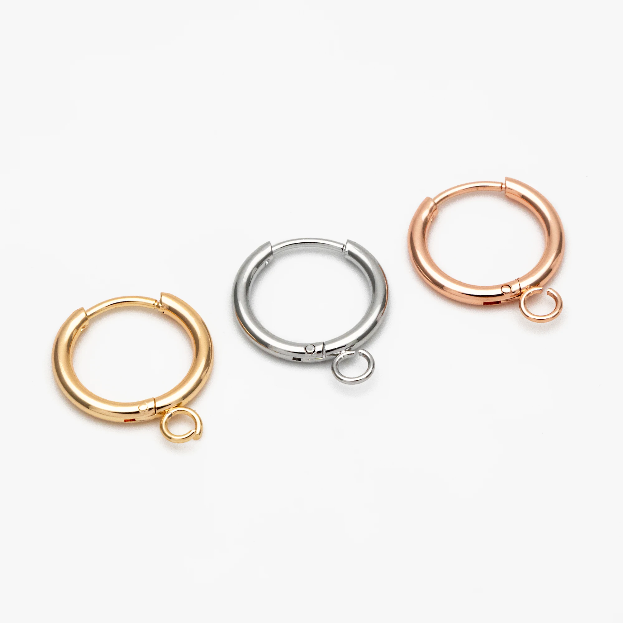 

10pcs 18K Gold Plated Stainless Steel Minimalist Huggie Hoop Earring With Loop 12/ 14mm (GB-2928)