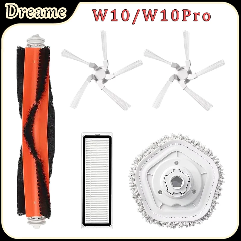 For Dreame Bot W10/W10 PRO Robot Vacuum Cleaner Accessories Main Brush HEPA Filter Side Brush Mop Cloth Replacement Parts