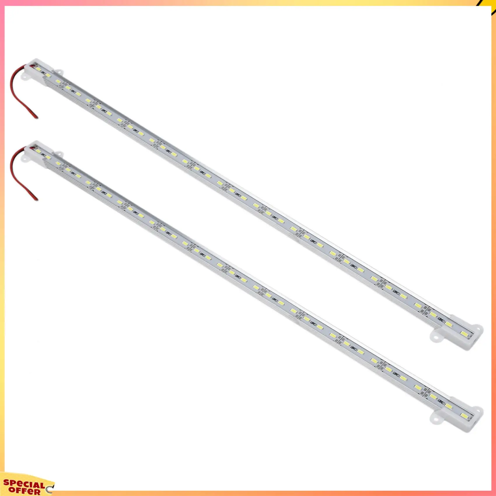 ABFI 2X 50CM 12V 36 LED 5050 SMD แถบแถบแข็งอลูมิเนียมสีขาวแข็ง