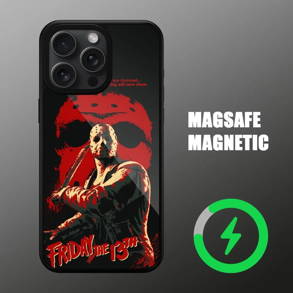 Friday the 13th Movie Phone Case For iPhone Magsafe Magnetic Wireless 11 12 13 14 15 Pro Max Plus Charging Cover