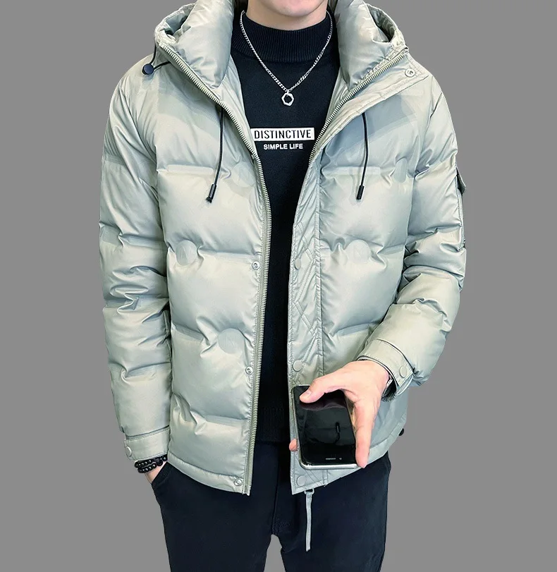 Men\'s Winter Duck Down Jacket 2024 Hip Hop Lightweight Handsome Short Style Warm Coats Trendy Hooded Fashionable Dwon Jacket