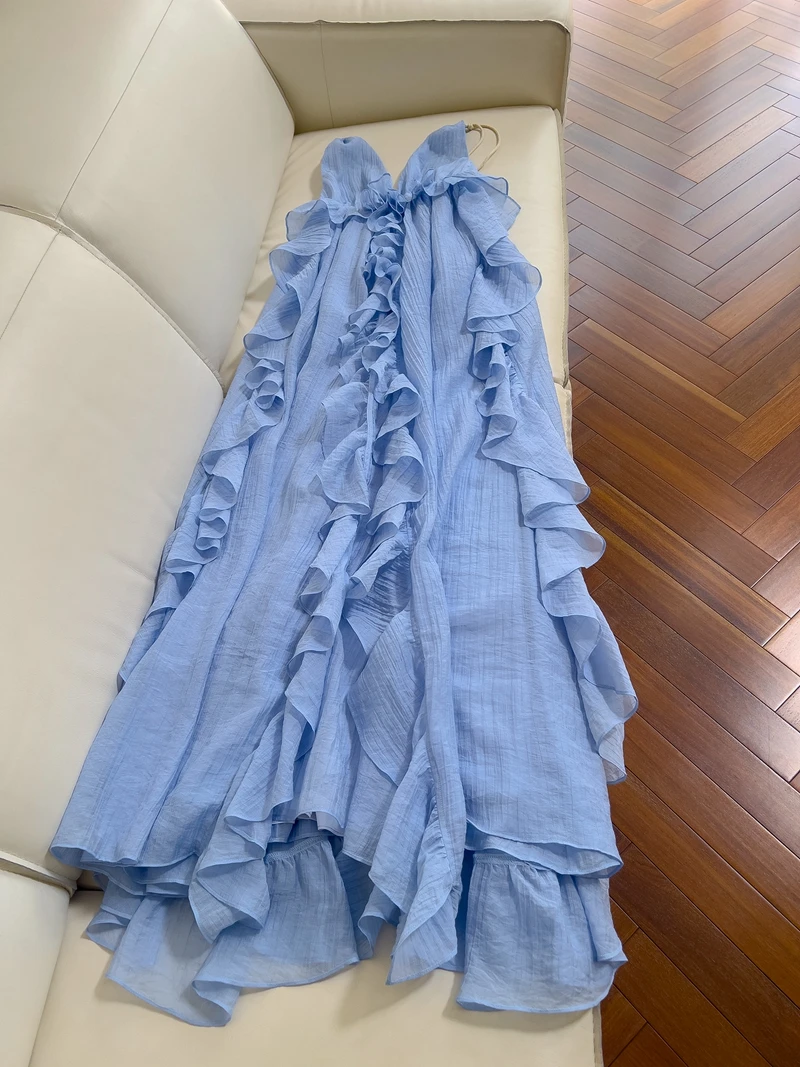 

Ele Romantica n Bal-V-Ne Strap Midi Dr Асимметричная пляжная одежда Летняя нежная одежда для повседневного свидания