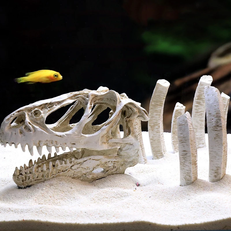 Fish Tank Dinosaur Skeleton Ornaments Aquarium Decoration Dragon Bone Fishbowl Reptile Lizard Pet Goldfish Spider Turtle Carp