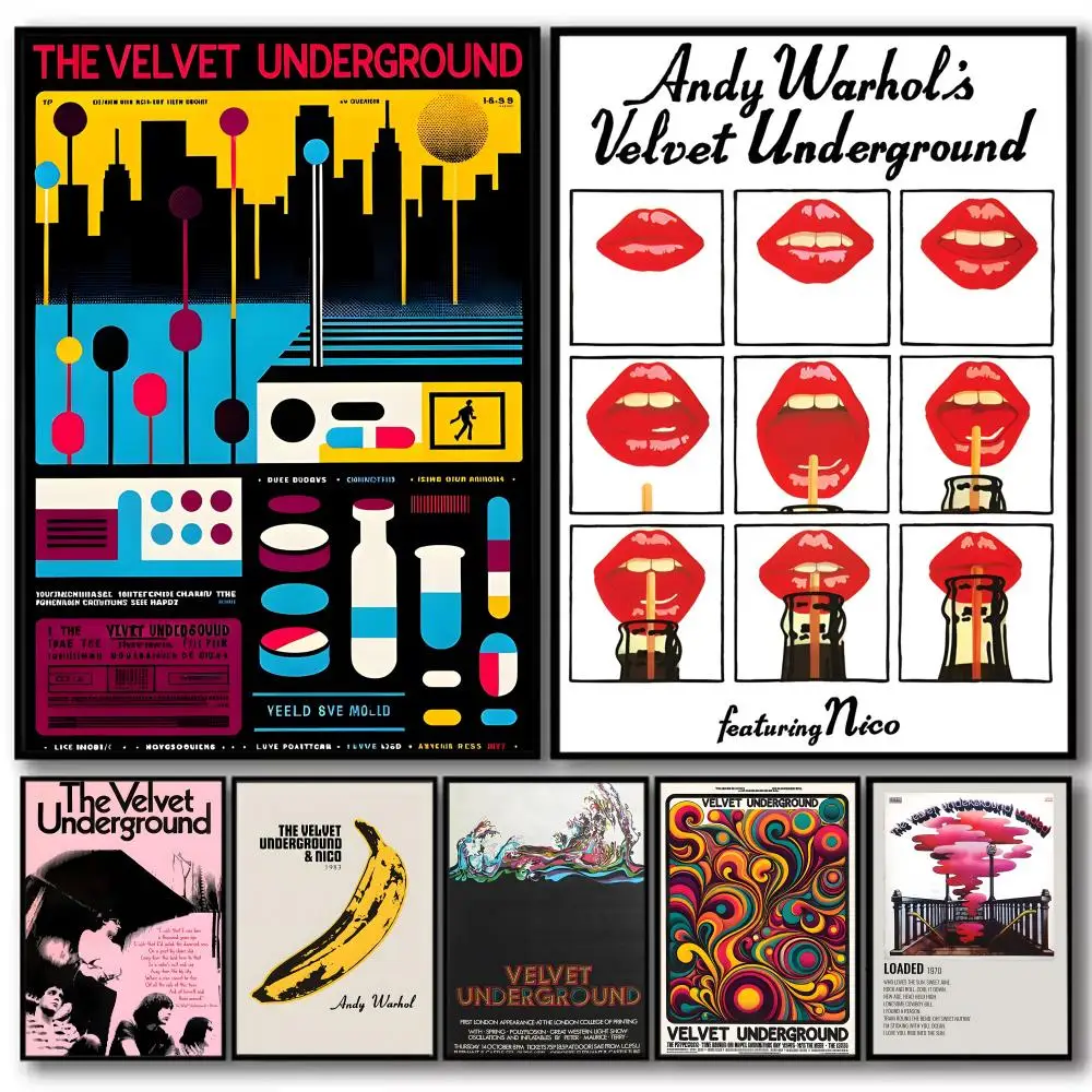 

Band The V-Velvet Underground Painting Calligraphy High-Quality Cotton Canvas Poster Wall Art for Living Room Modern Home Decor