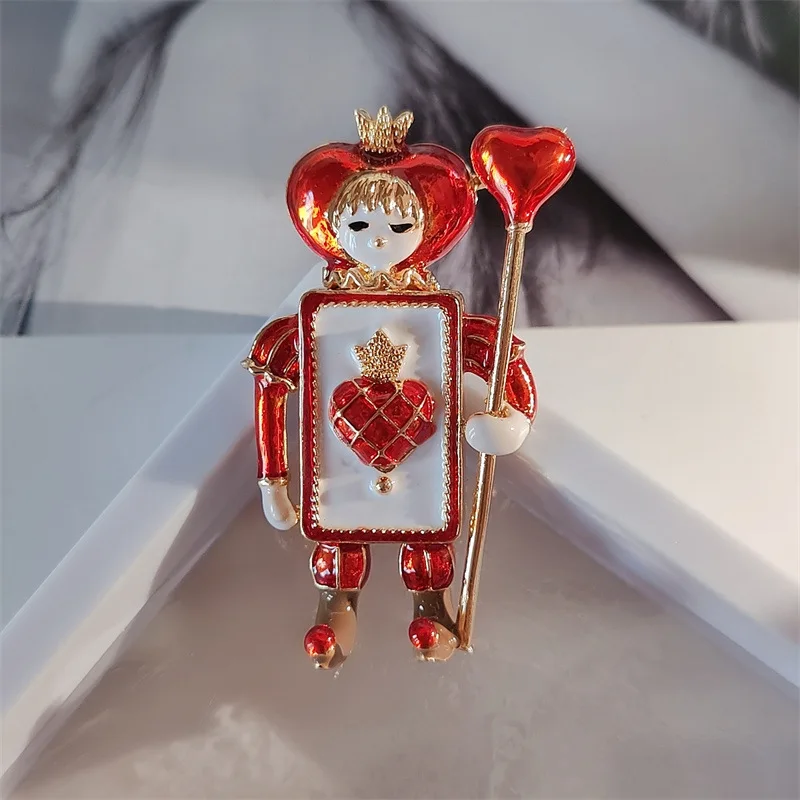 크리에이티브 포커 카드 킹 퀸 솔저 에나멜 브로치 핀, 중세 세기 기사 모양 코스프레 쥬얼리, 트렌디 합금 금속 장식