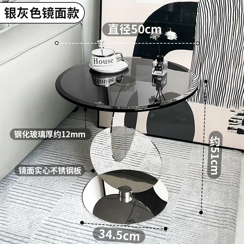 Минималистичный высококачественный столик для дивана, небольшой журнальный столик из подвижного стекла для домашней гостиной, угловой столик из нержавеющей стали