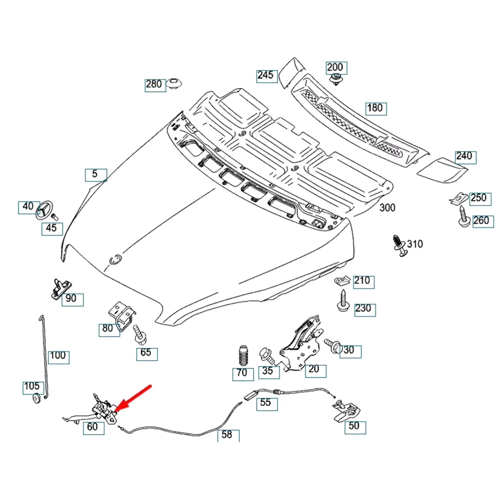 

Car Bonnet Hood Release Rod Lock Latch Handle Pull Catch Clip For Mercedes B Class W245 2005-2011 1698800660 A1698800560