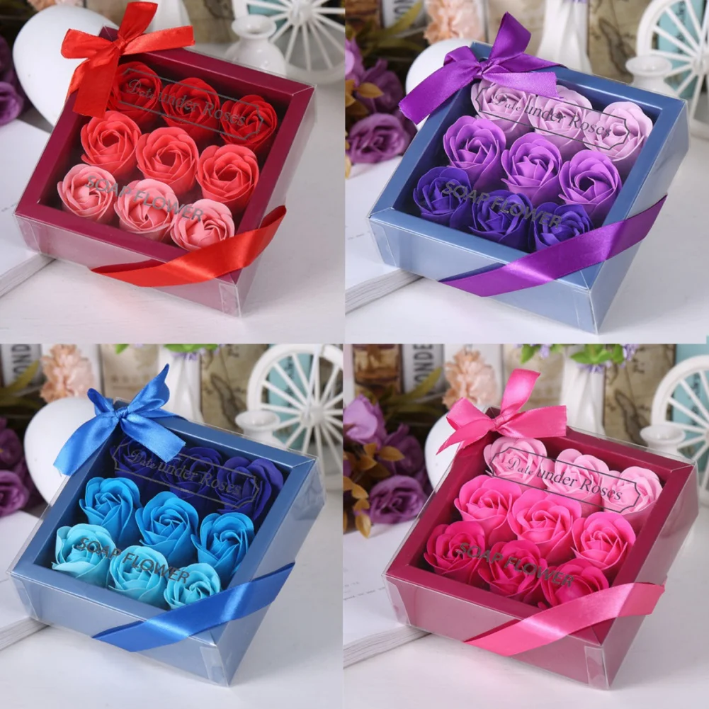 Bath Soap 9 Pcs Petals Mother's Day Anniversary Wedding Teachers' Day Birthday Her Valentine Essential Oil Rose Flower Women