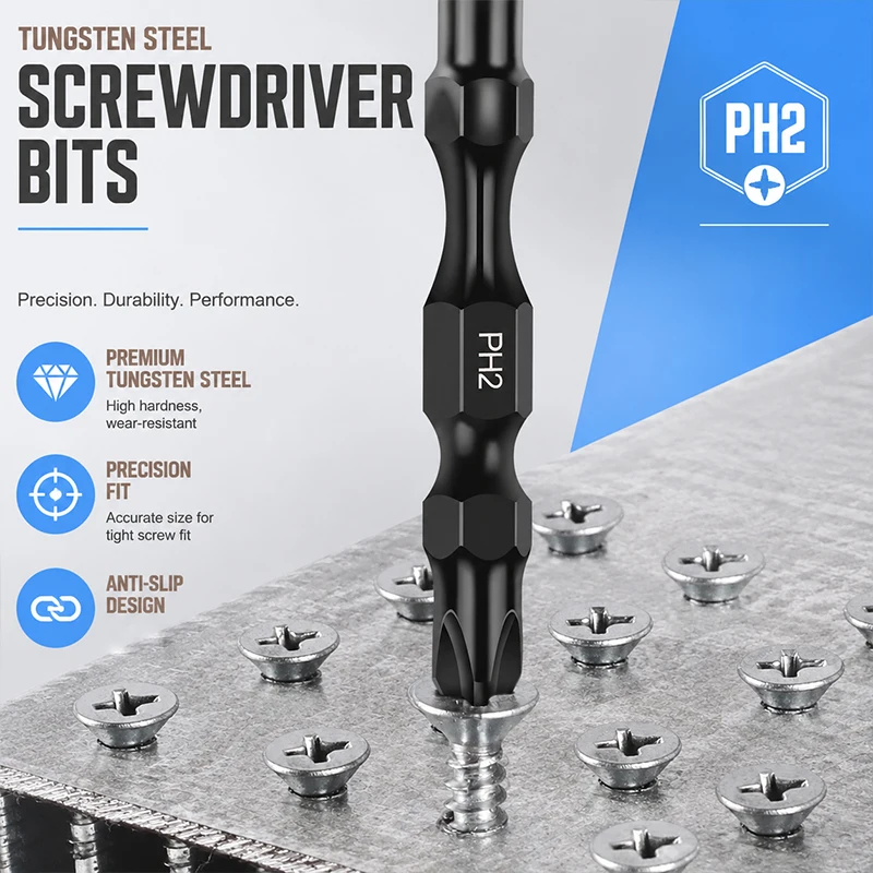 Strong Magnetic Phillips Bits Kit Tungsten Steel High Hardness Screwdriver Head Set for Electric Hand Drill Repair Tools