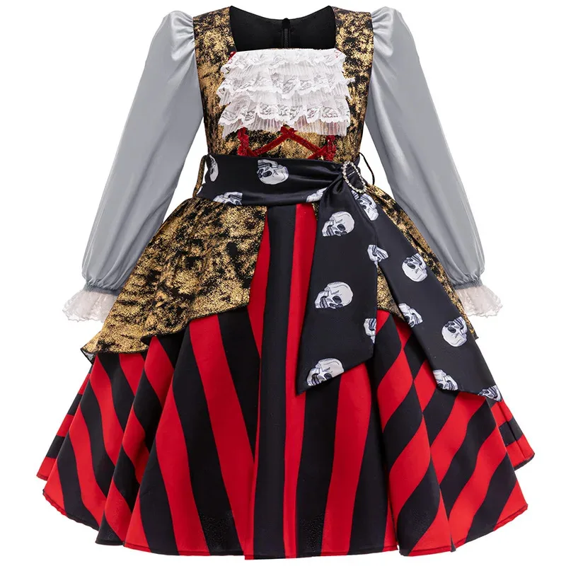Mädchen Piraten Cosplay Kostüm Mittelalter Retro Halloween Karneval Party Kleidung Kinder Kind Geburtstag Bühne Karneval Kostüm