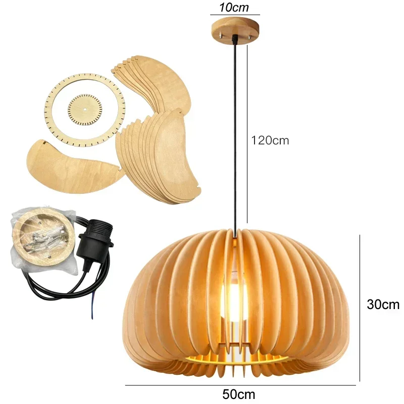 목제 아트 펜던트 조명, 일본식, 식당 침대, 침대 옆, E27 베이스, 목제 Dia18 cm, 30 cm, 35 cm, 42cm, 걸이식 램프, 집 장식