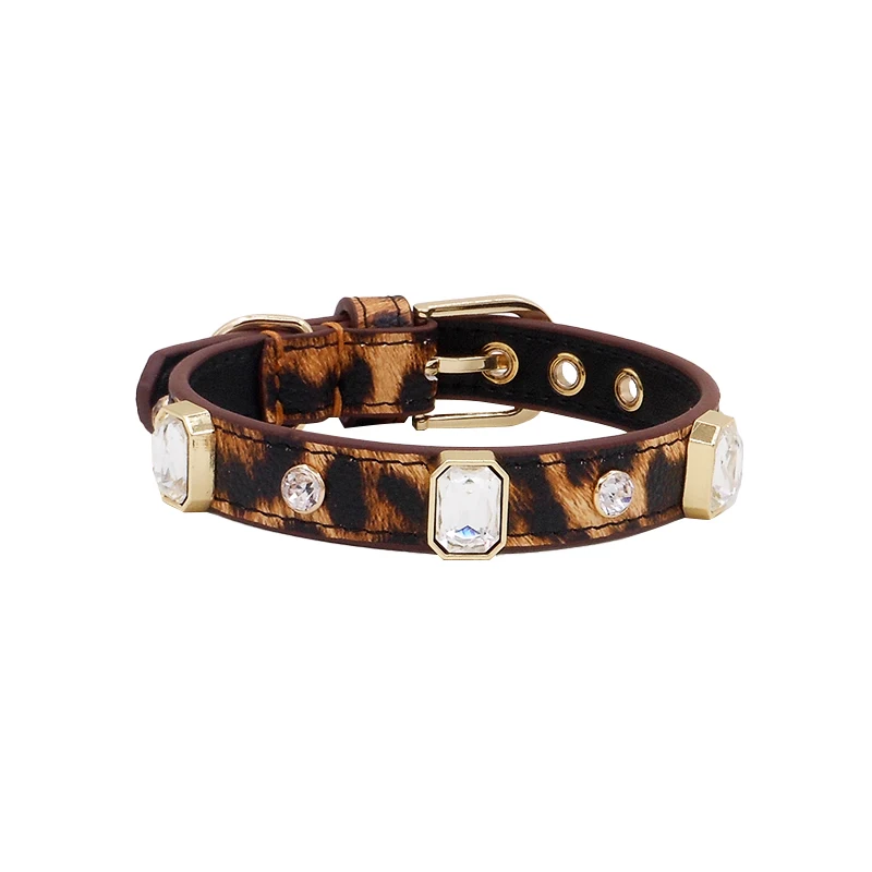 Luxury Diamond Dog and Cat Collar, Bling, Czech Rhinestone, Genuine Leather Pet Collar, High-end Big Crystal, Pure Handmade