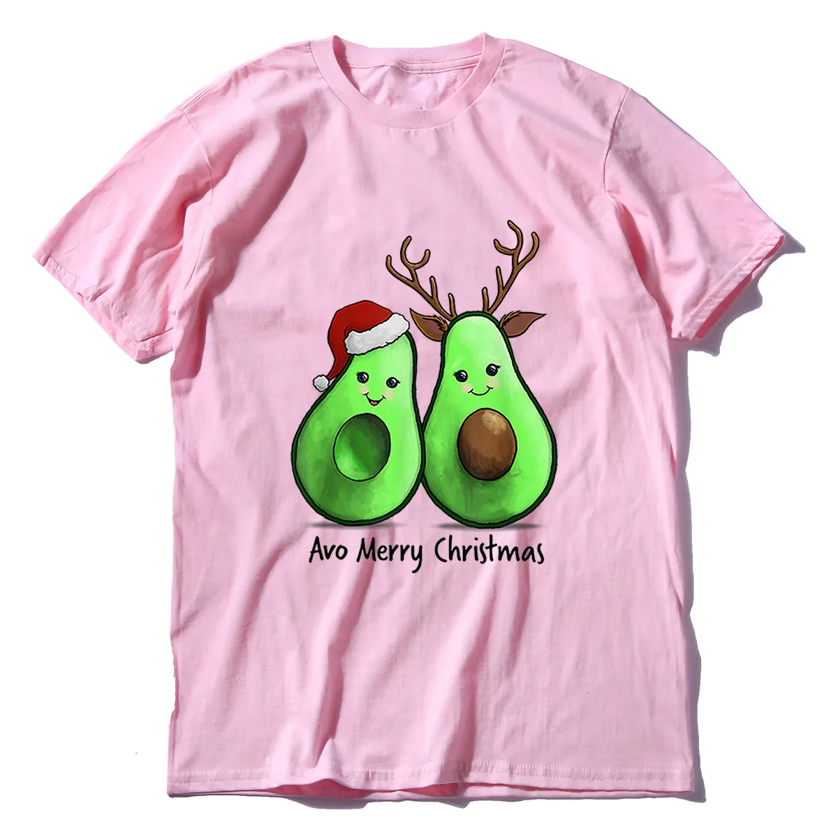 Unisex 100% Cotton Merry Christmas Avocado Kawaii Cute Holiday Men Oversized T-Shirt Casual Streetwear Novelty Humor Soft Tee