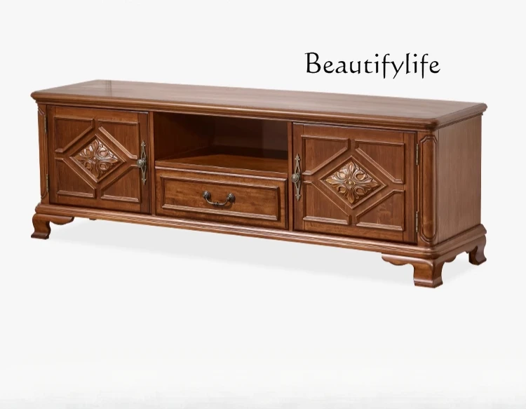 

All solid wood American TV cabinet, simple modern living room, home locker, floor cabinet