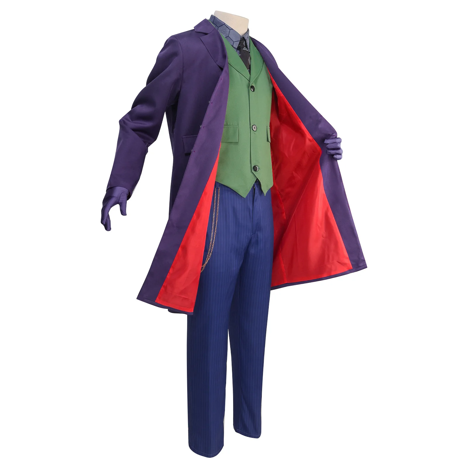 Joker Clown Cosplay Costume Top Vest Shirt Pants Purple Suit Set Horror Halloween Masquerade Carnival Party Outfits for Men