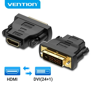 Переходник Vention DVI-HDMI, двунаправленный, DVI D 24 + 1 штекер-HDMI (гнездо) преобразователь кабельного разъема для проектора, HDMI-DVI