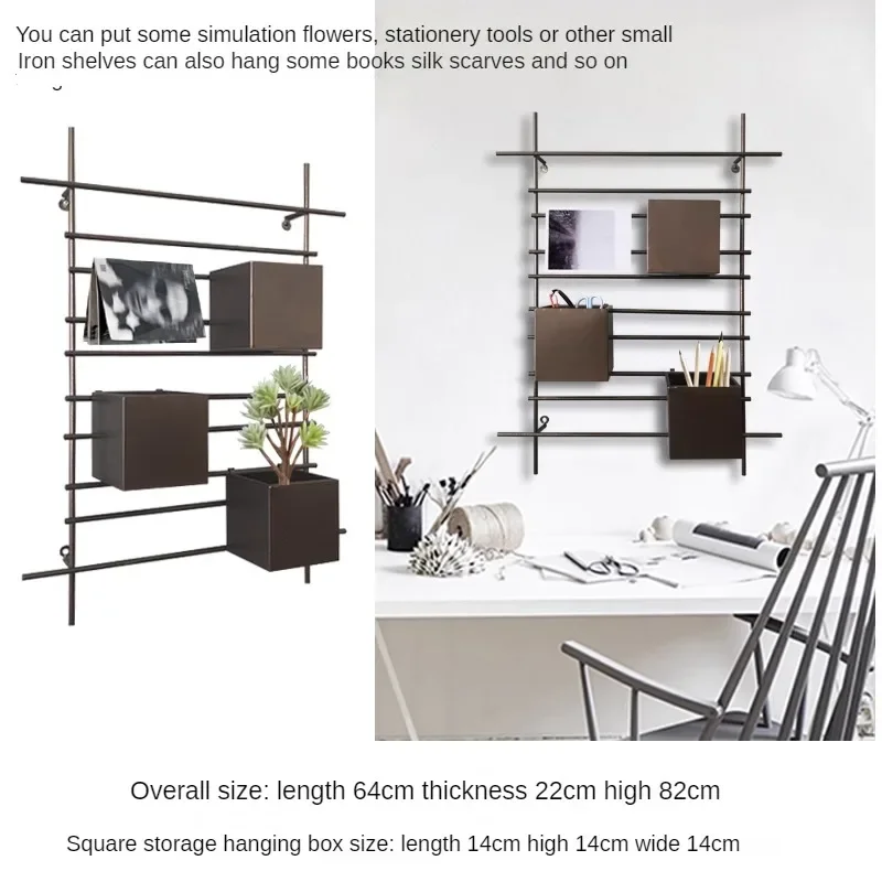 Industrial Wind Background Wall Hanging Flower Device Clothing Store Magazine Stand Iron Art Restaurant Plant Decorative Rack