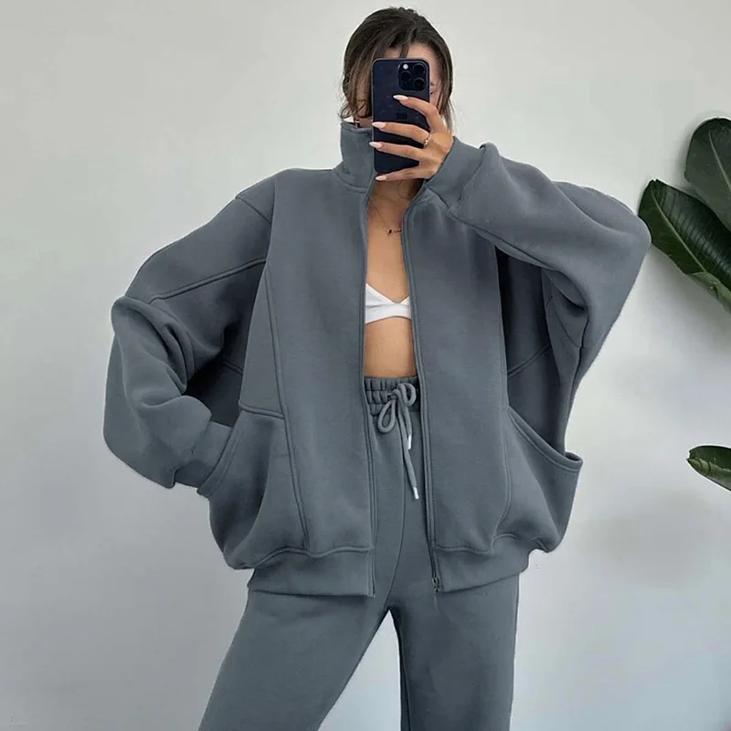 

Autumn winter Zipper Sports Women's Tracksuit Two Piece Set Outfits Sports Trouser Suits Pants Sets Woman 2 Pieces Sweatshirt