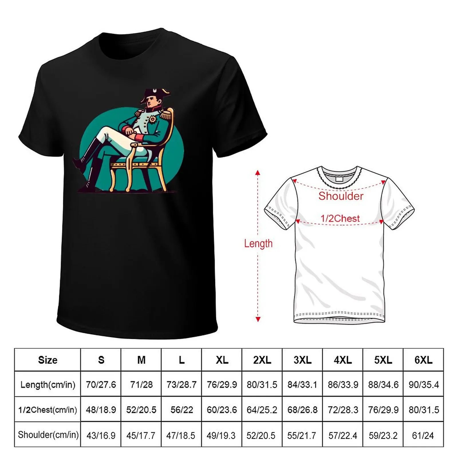 Napoleon siting on chair drawing T-Shirt oversized t shirt graphic shirts anime mens t shirts