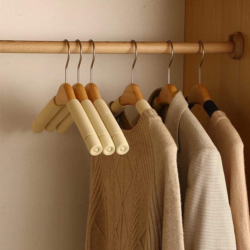 5PCS Solid Wooden Suit Hangers,360°Rotating Non-slip Sponge Clothes Rack for Coat Sweater,Wood Adult Hanger for Women and Men