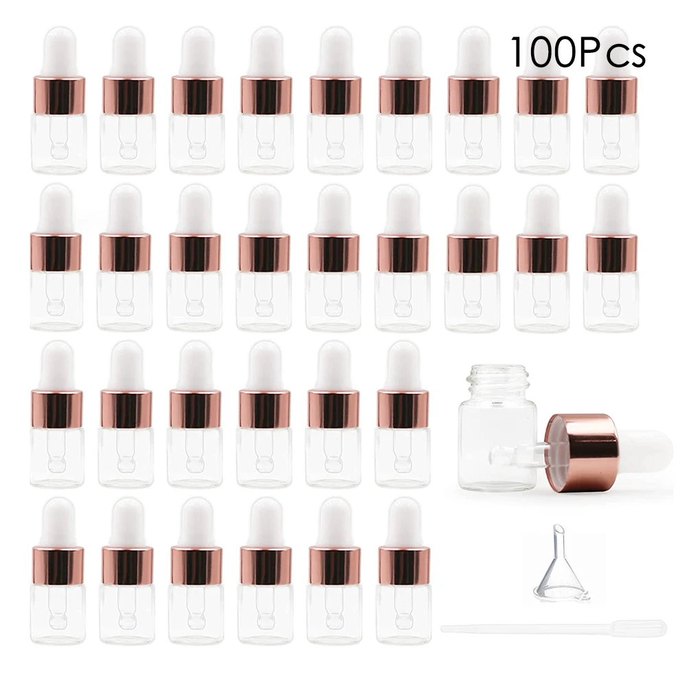 

100pcs 2ml 3ml 5ml Dropper Bottle Mini Glass Pipette Bottle For Essential oil Refillable Sample Clear Bottle Vials Container