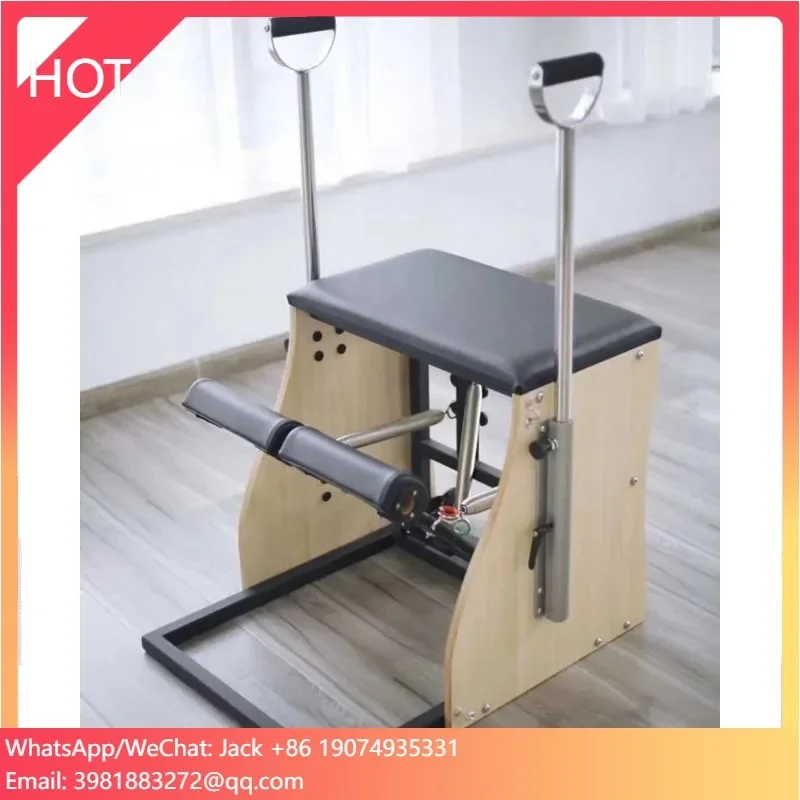 Queenlife Eco Wooden Handles 4 Springs Stability White Maple Wood Yoga Pilates Combo Chair for Yoga Studio