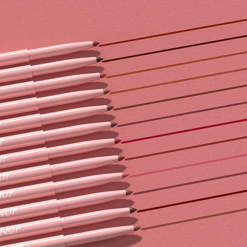 Conjunto de canetas de delineador labial fosco de 6 peças, cosméticos faciais femininos suaves de contorno natural de longa duração 24 horas