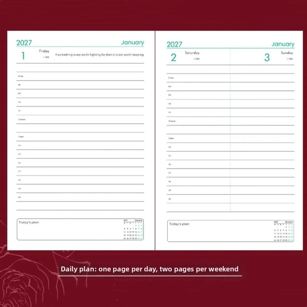 A5 2027 Schedule Book Calendar Notebook Diary Writing Pads Agenda Planner Notebook Multi Functional Convenient