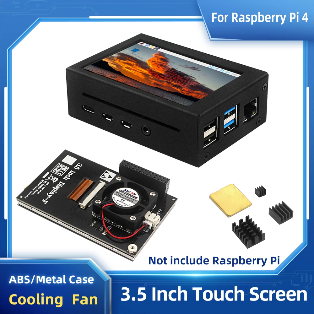 

New 3.5 Inch Touch Screen 480*320 LCD with Cooling Fan Optional ABS Metal Case Heatsink for Raspberry Pi 4 Modle B