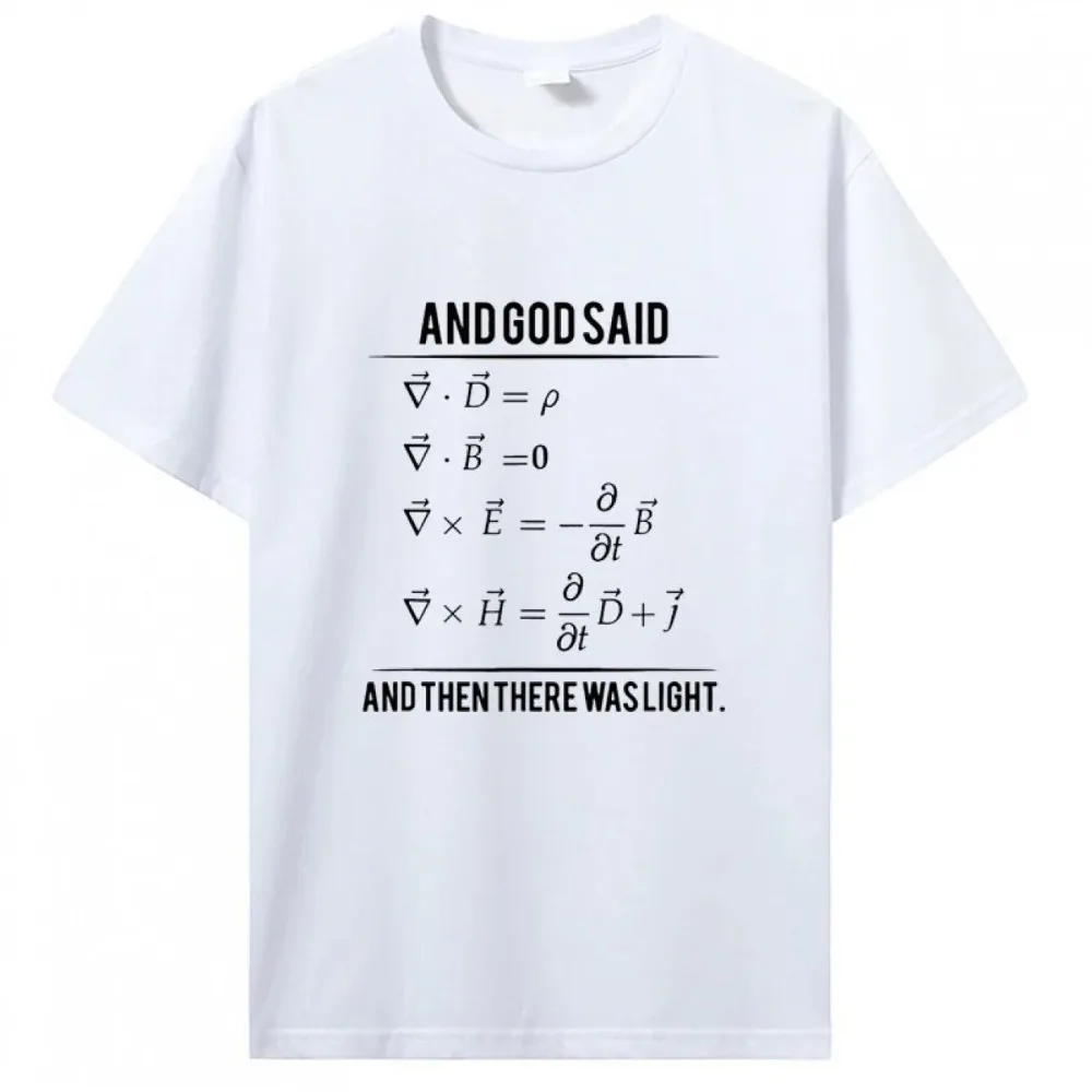 Maxwell-Gleichungen Physik T-Shirt für Männer und Frauen, God Said Light Formula, Rundhalsausschnitt, Baumwolle, Science Nerd Tee – Detail 7