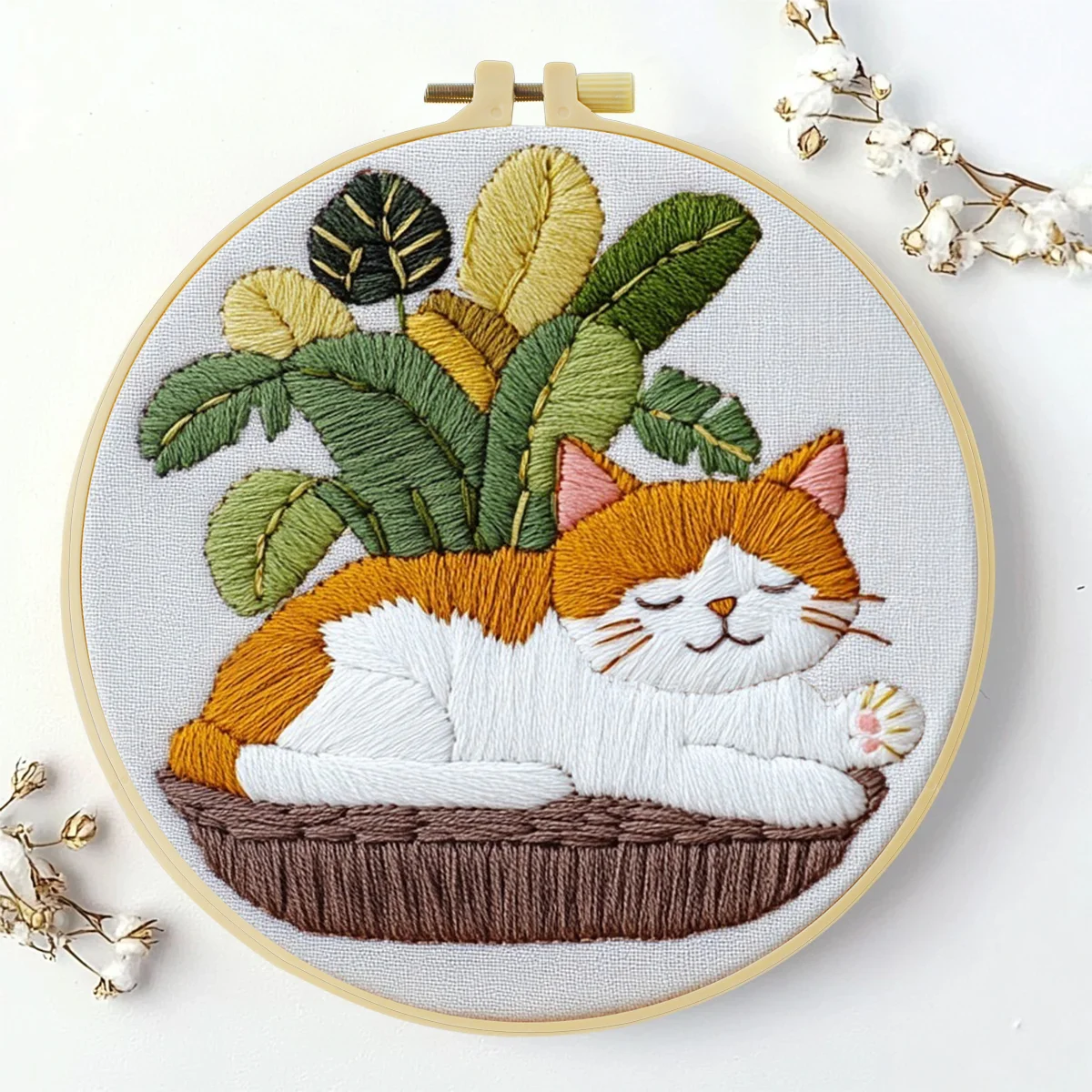 1 Stück 20x20cm/15x15cm 7,87/6,3 Zoll Katzen-Stickerei-Starter-Kit DIY-Kit DIY-Stickerei-Set Handarbeiten Nähkunst-Set für Anfänger – Detail 2
