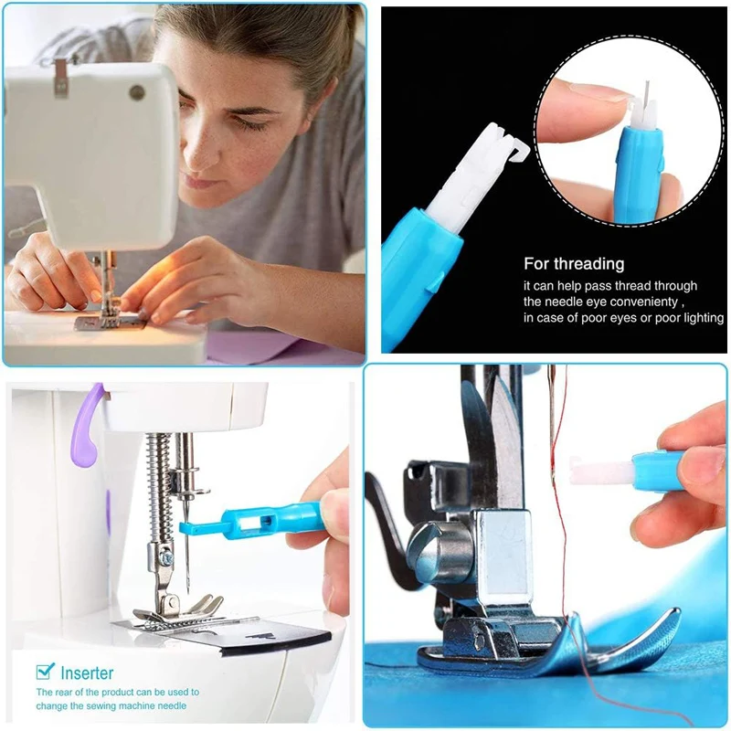 Sewing Machine Needle Inserter Threader Stitch Insertion Tool Automatic Threader Quick Sewing Threader Needle Changer Hold