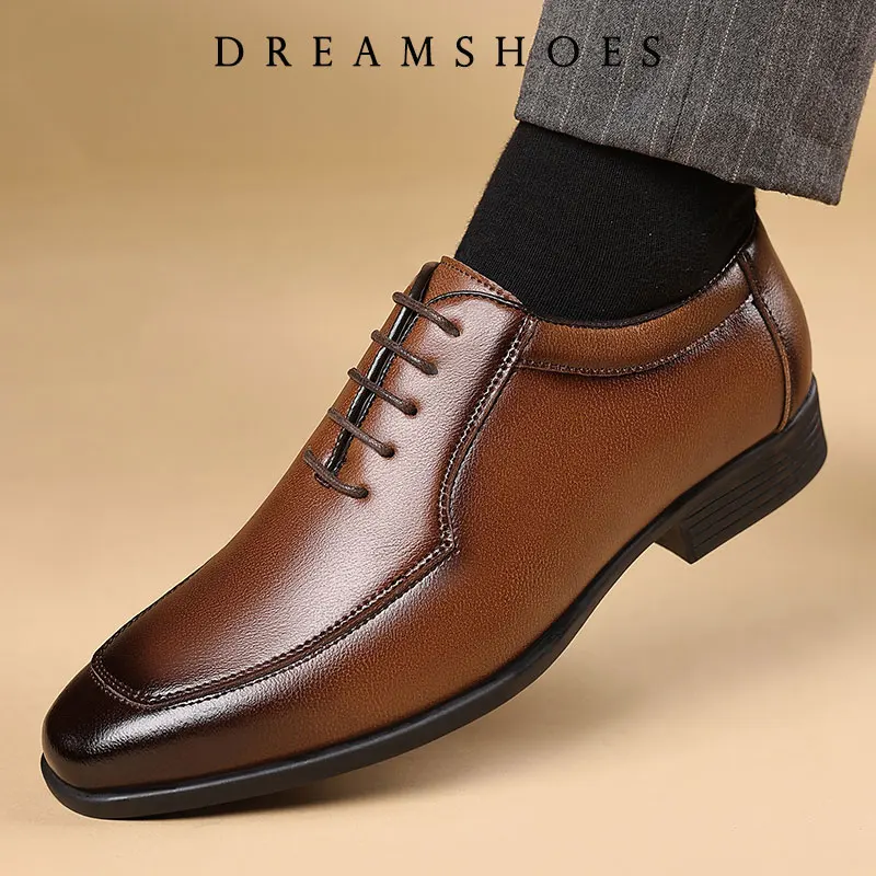 

Size 38-48 Men Dress Shoes Top Layer Cowhide Leather Elegant Business Formal U-Tip Shoes Mens Dress Shoes for Men Wedding