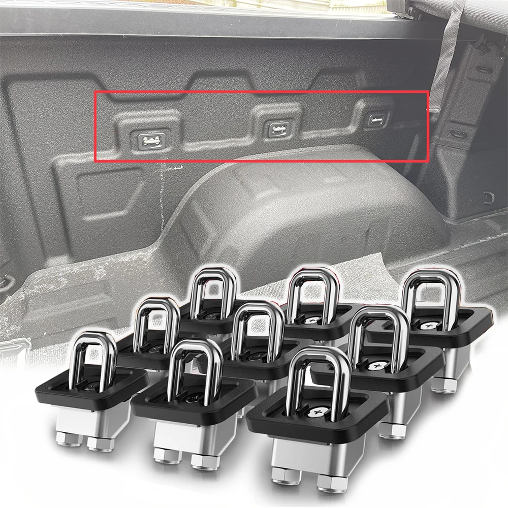 

9Pcs Pickup Truck Retractable Angled Inner Bed Tie Down Anchors For Chevy Silverado GMC Sierra 2007+ Colorado GMC Canyon 2015+