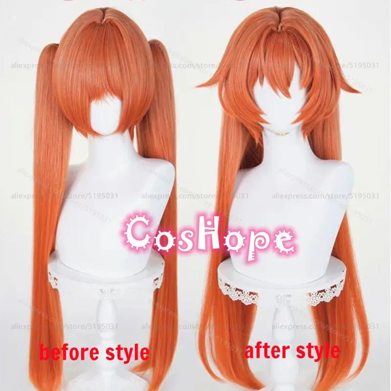 ZZZ Orphie Cosplay Wig with Double Ponytails Women Orange Wig Cosplay Anime Heat Resistant Synthetic Wig for Halloween Costume