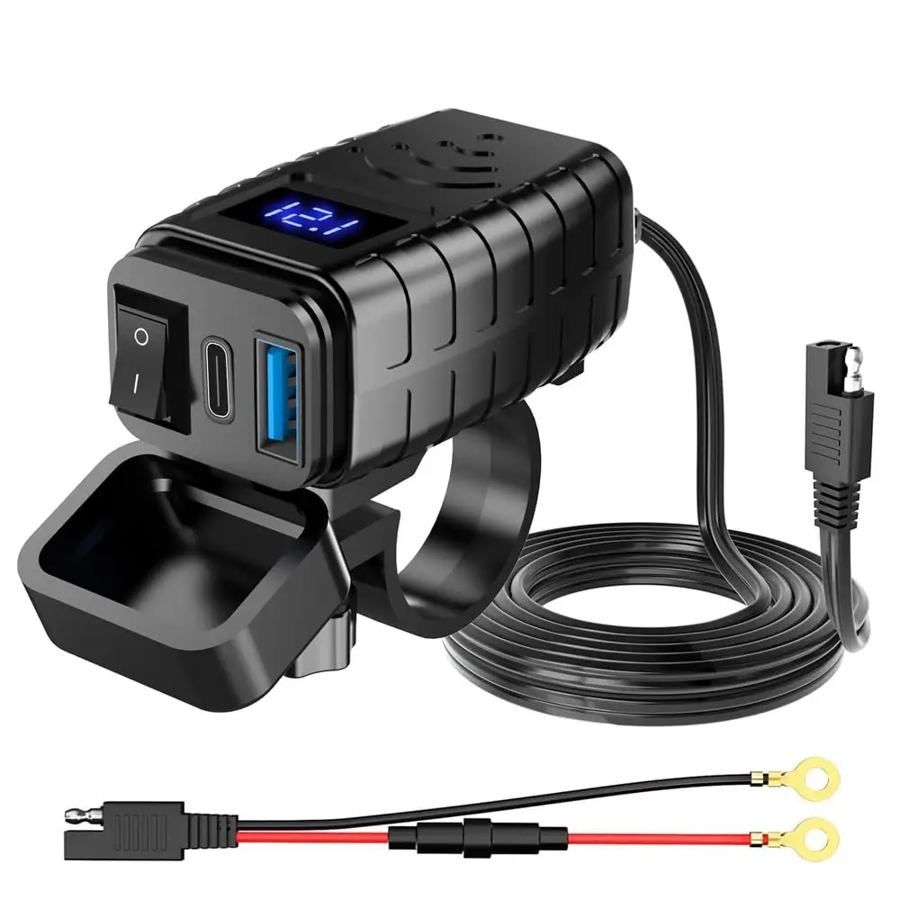 2024 48W QC3.0 PD Type C Port Motorcycle USB Fast Charger Socket Waterproof Handlebar Bracket Phone Charger For Moto accessorise