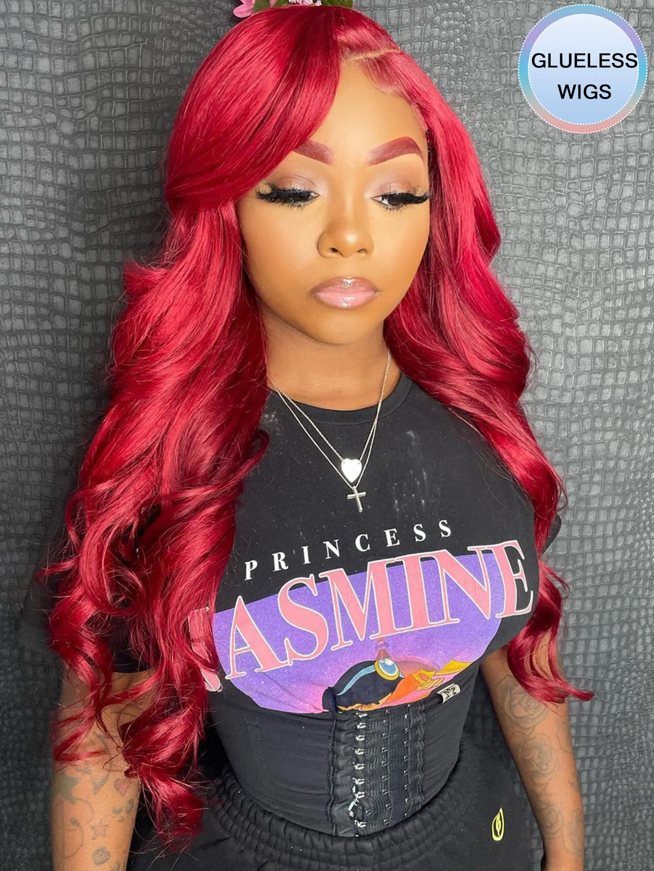 

Colored Red Body Wave Wear And Go Glueless Human Hair Wigs Pre Cut Lace Wigs For Women Ready To Go 13X4 Lace Front Wig Pre Pluck
