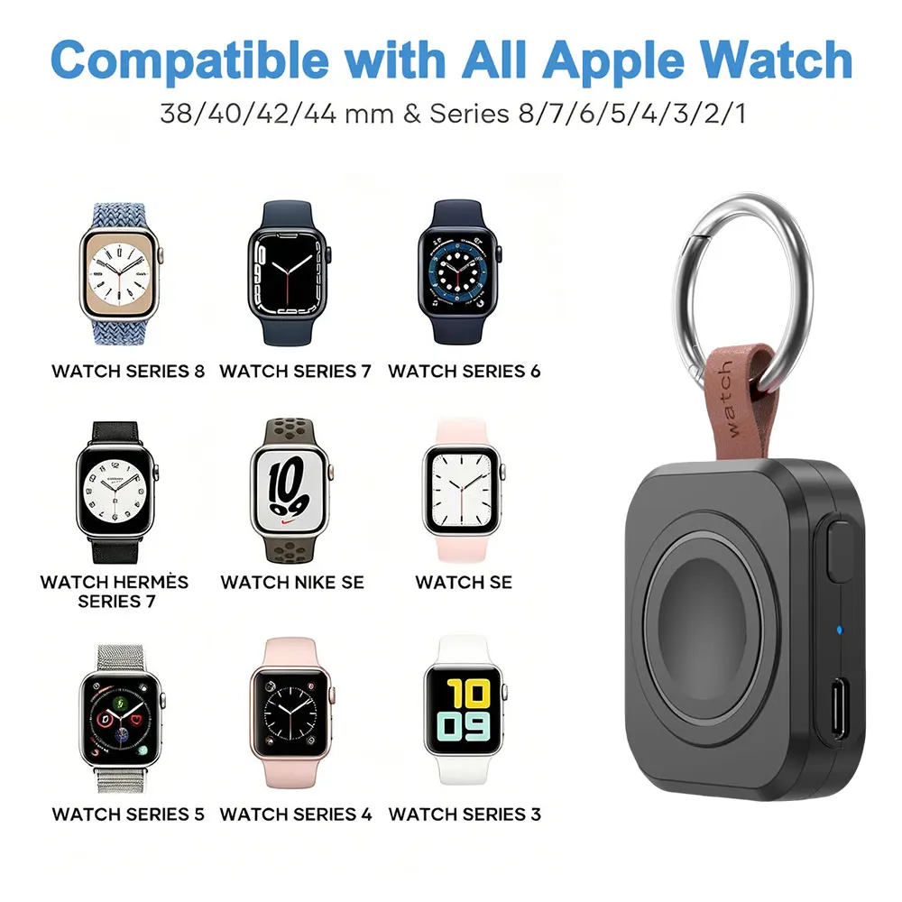 Portable Wireless Charger for Apple Watch, 1200mAh Power Bank Smart Keychain, Magnetic iWatch Charger for Apple Watch Series 8,7,6,5,4,3,2,SE - view 4