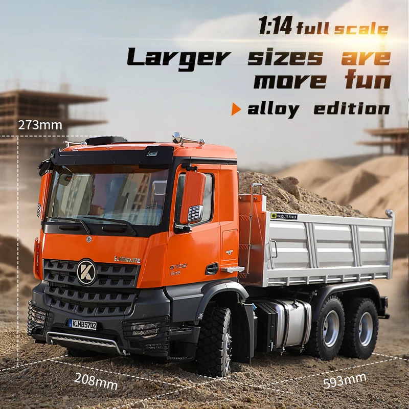 

KABOLITE 5702 1/14 2.4G Remote Control Electric Lifting Dumper Model 6x6 RC Tipper Vehicle 2Speed Sound Light Motor Car Gifts