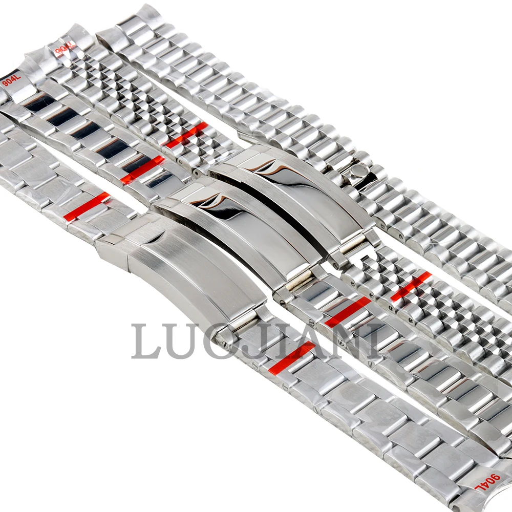 

20mm Watch Band For Seiko NH35 SUB Case 316L Steel Watch Strap Folding Buckle For Silver Oyster/Presidential/Jubilee Bracelet