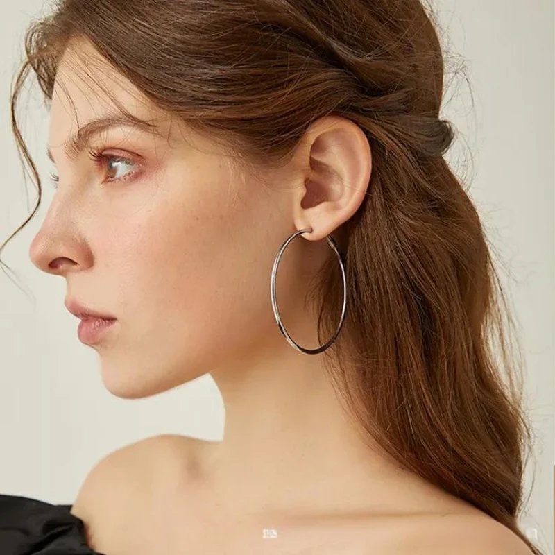 New Fashion Big Circle Hoop Earrings for Women,Gold Plated Hypoallergenic Non Tarnish 40mm-60mm Loop Jewelry