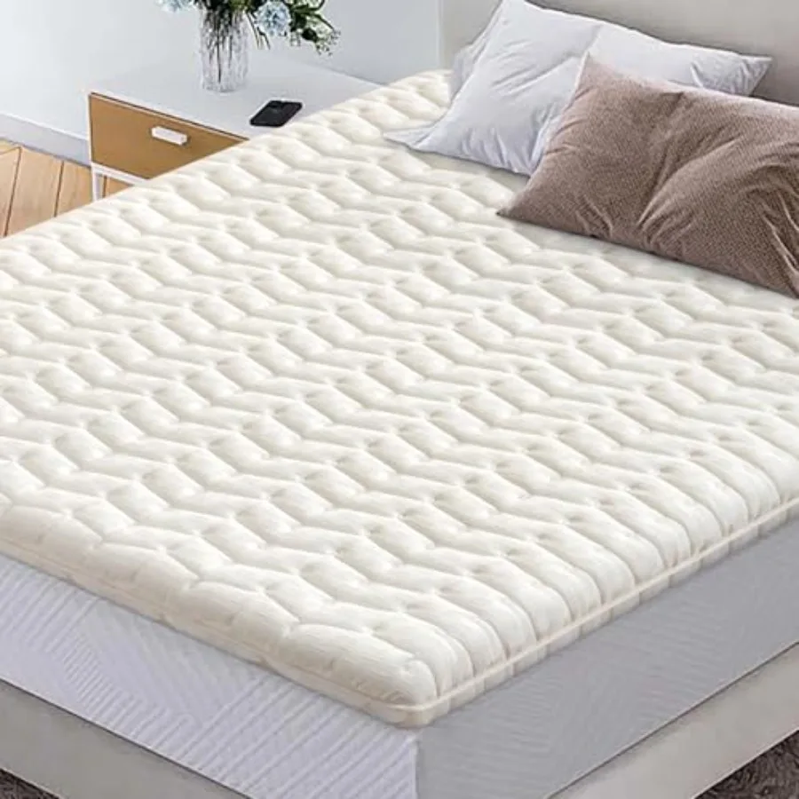 

Premium High-Density Foam Mattress Topper Size 54"x75" White, Thick and Firm Support, Breathable and Hypoallergenic for Back Pa