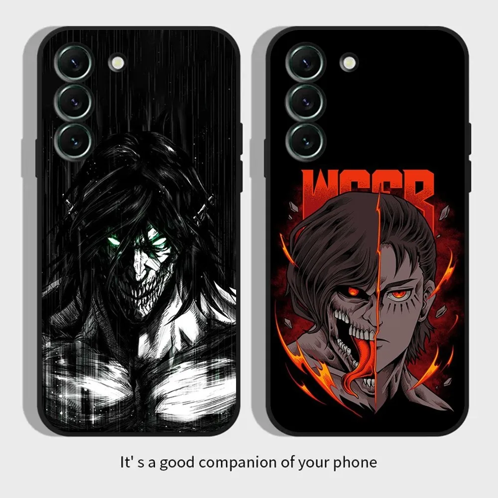 A-Attack on T-Titan Eren Jeager Phone Case for SamsungS24,S23,S22,S21,S20 Ultra Pro S10,S30Plus,20 Ultra Black Cover