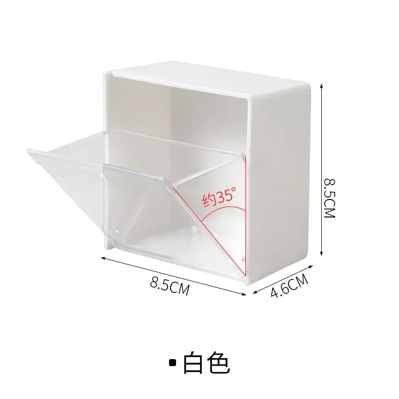 Wall-mounted Storage Box Punch-free Home Flip Container Box Cosmetic Cotton Swab Stick Head Rope Lipstick Storage Box