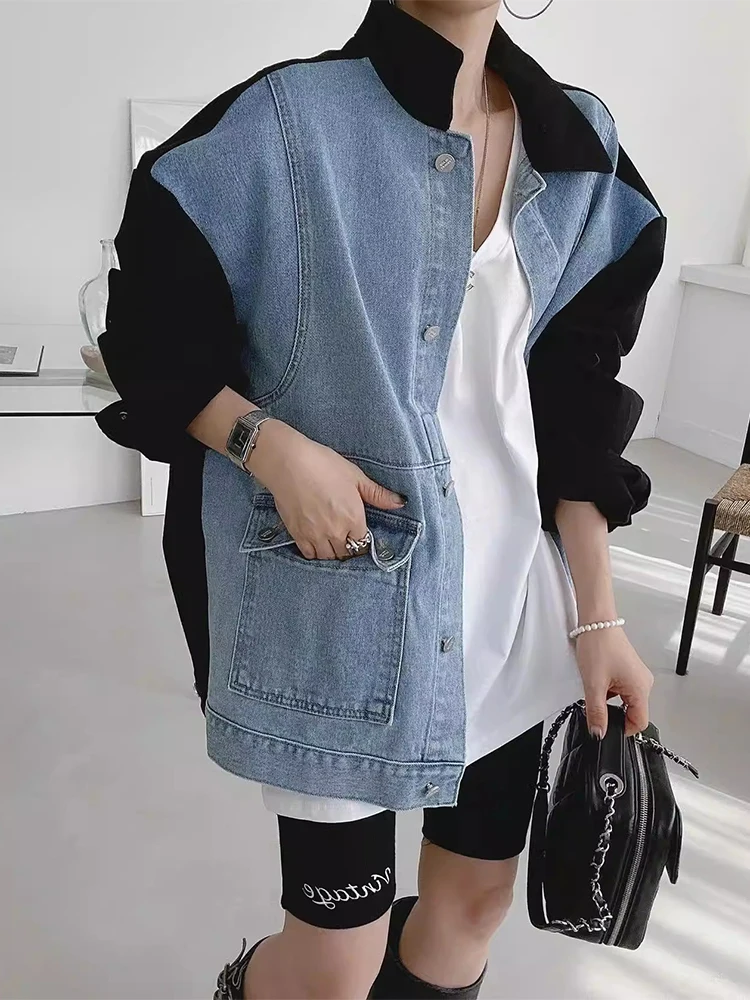 Giacca in denim di nicchia dal design personalizzato a maniche lunghe casual allentato con design retrò da donna primaverile chic in stile coreano