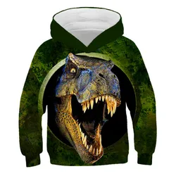 Bluzy filmy Park jurajski 3d drukuj zwierząt dinozaury bluzy chłopcy dziewczęta Unisex z kapturem modne bluzy dzieci płaszcz ubrania