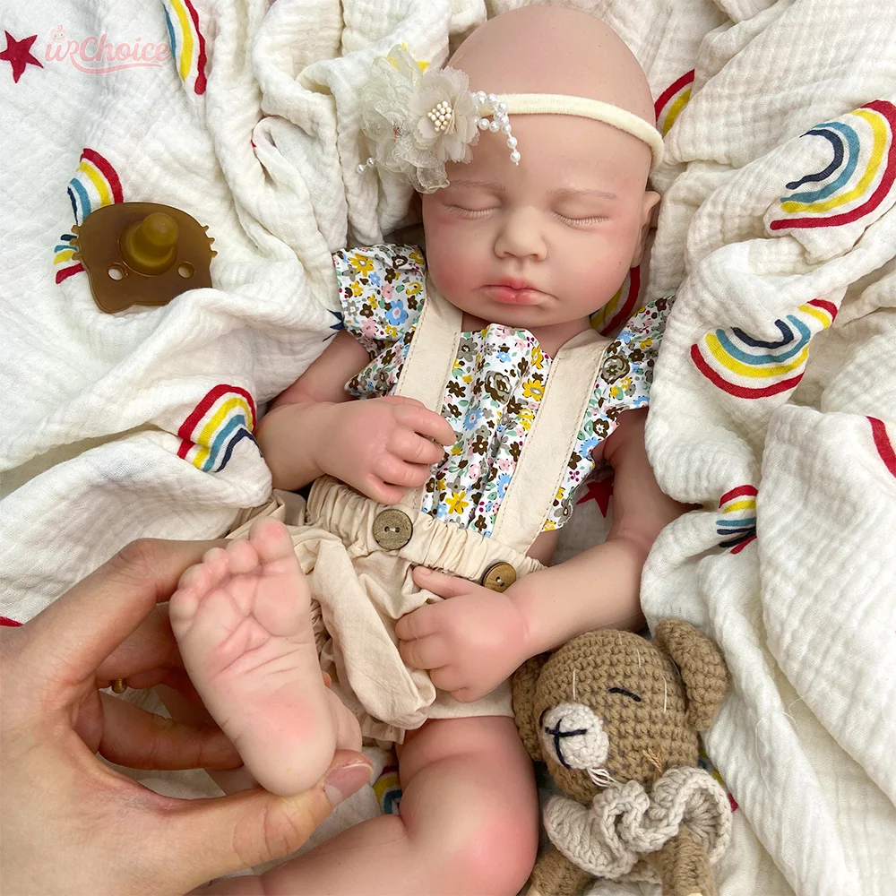 20 "Occhi chiusi Dormire Bambola appena nata Silicone Reborn Baby Doll Ragazza e ragazzo Giocattolo per bambini ponderato Simpatico regalo di Natale da collezione