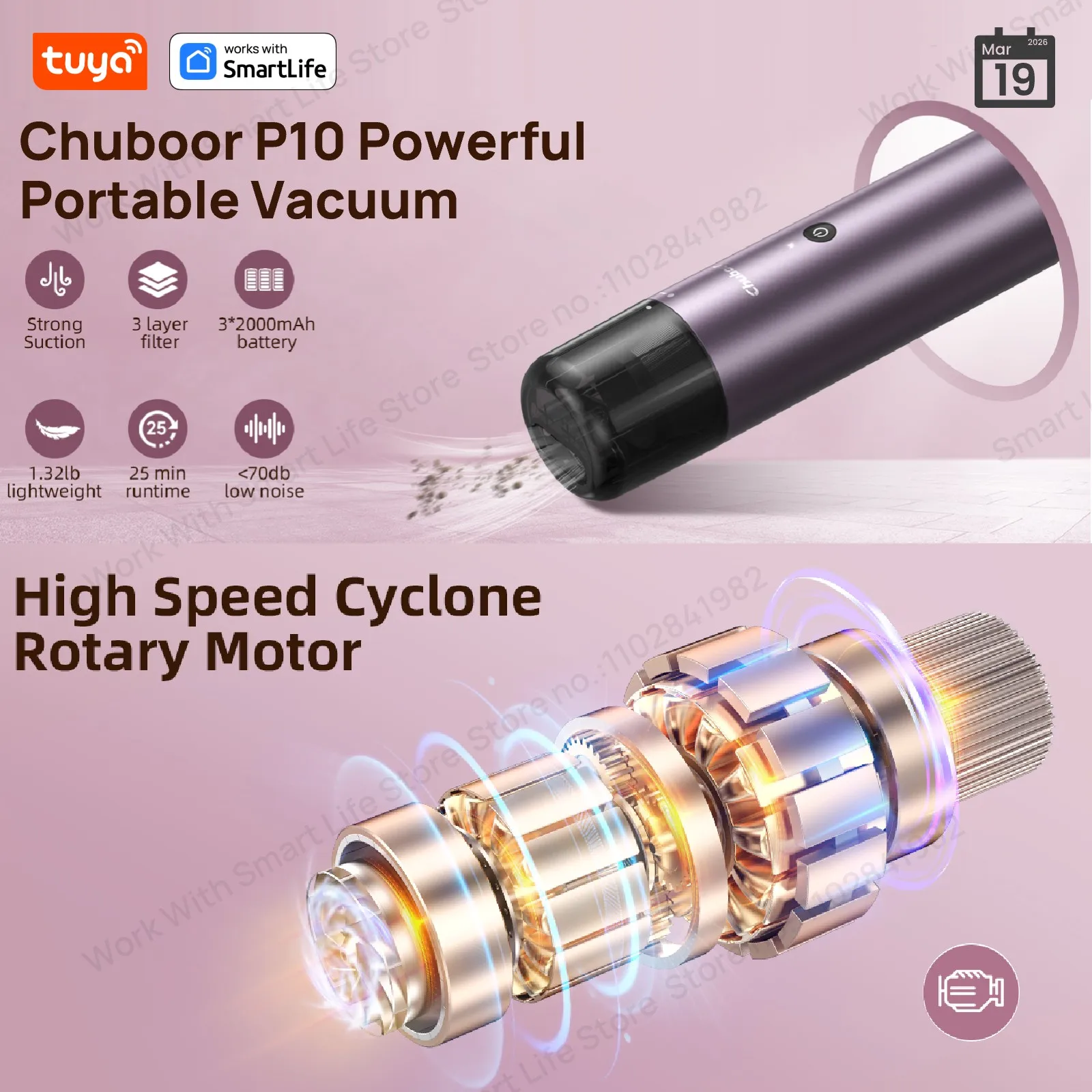 Powerful Mini Vacuum,Car Vacuum Cordless Rechargeable for Dust, Sand, Crumbs, Hand Held Portable for Home, Car P10-Black