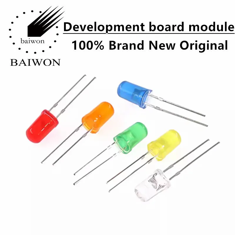 20 Stuks 5Mm Led Diode Wit Blauw Rood Geel Groen Oranje Roze Warm Wit Licht 5Mm Rond Water Helder F3 F5 Led Emitting Diode