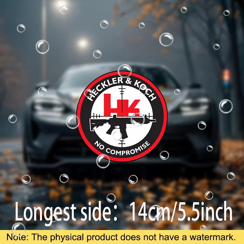 ملصقات مقاومة للماء من HK Heckler & Koch، شارات بتصميم متين باللونين الأسود والأحمر، ملصقات ديكور للسيارات والعتاد اليومي بنمط Firearm